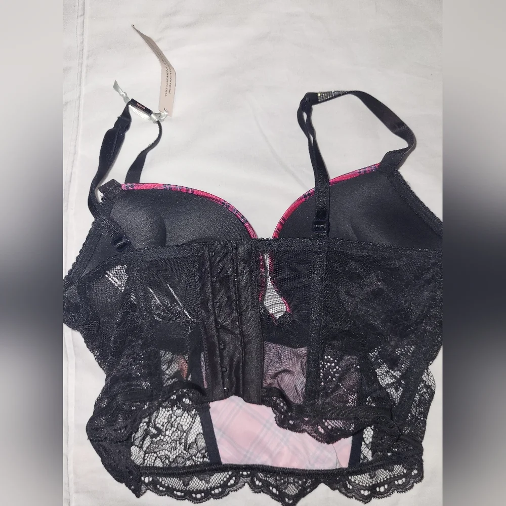 Victoria's Secret Black and Pink Plaid Lace Bra* - Picture 2 of 3